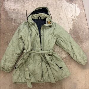 Vtg Kanuk belted diamond Green Quilted Jacket